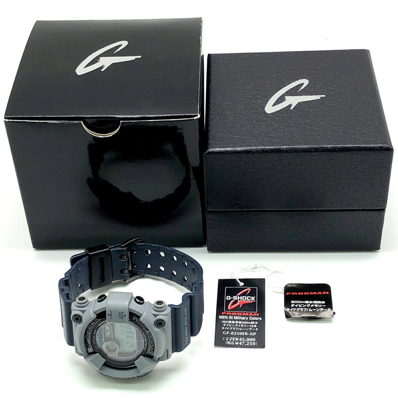Casio G-SHOCK GF-8250ER-2 FROGMAN 男士軍用配色 Frogman 第一代復刻版，灰色 x 海軍藍錨形錶盤，EL 背光，2012 年 4 月發布-9