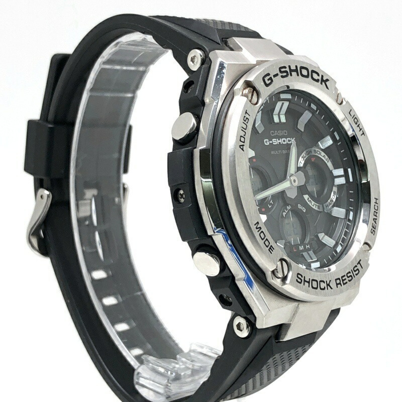 卡西歐 G-SHOCK 手錶 GST-W110-1A G-STEEL 電波太陽能金屬錶圈樹脂層保護結構雙 LED 照明模擬/數位雙顯銀色 x 黑色 2015 年 8 月發布-1