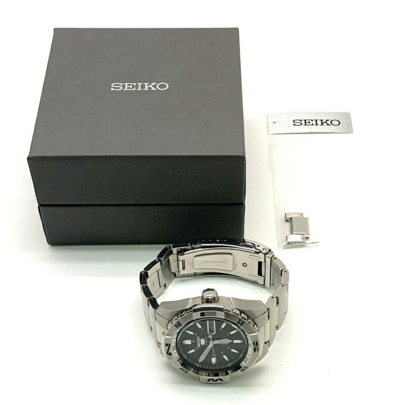 精工5號運動系列自動機械錶，黑色錶盤，型號SNZJ05J1，男士款，進口，不鏽鋼錶殼，100公尺防水，適合日常配戴-9