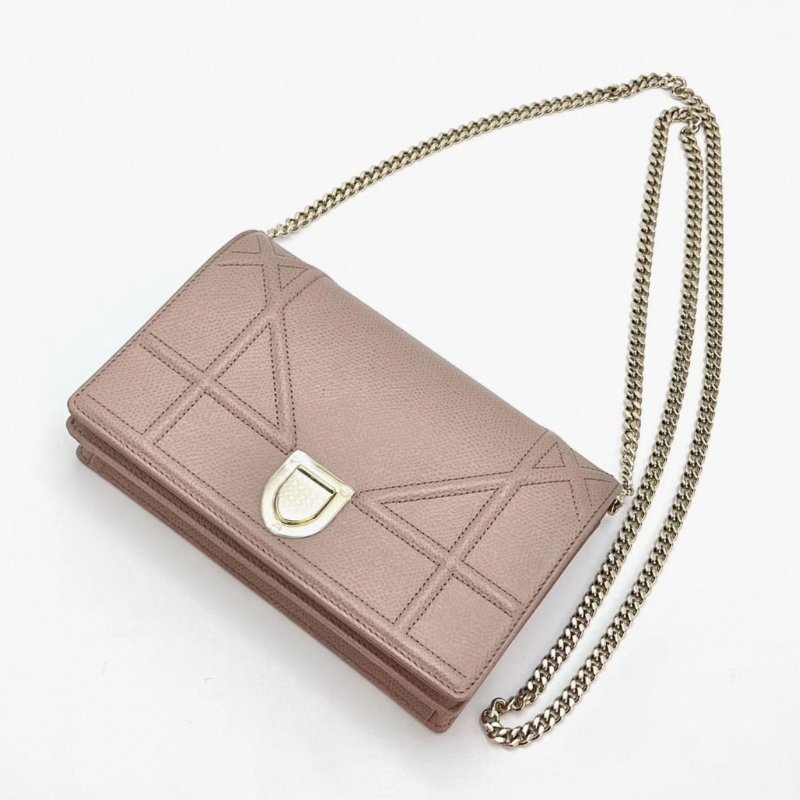 DIOR Diorma盾牌 woc粉色鏈條包19*12*3 99新配件塵袋-2