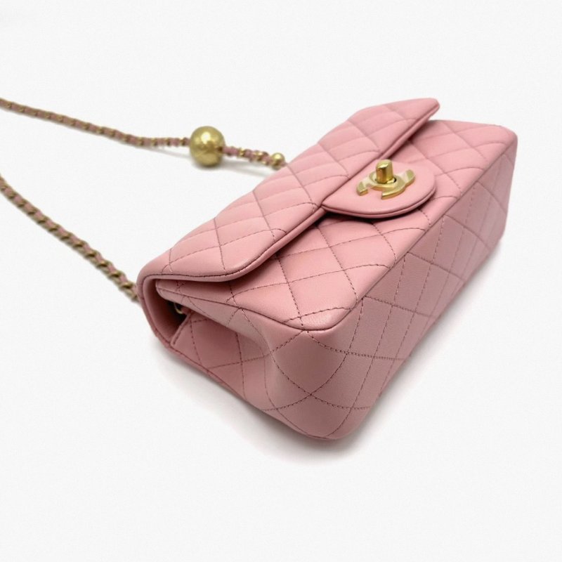 CHANEL 23k乾枯玫瑰粉金球大mini20*12*7 全新閒置配件購證塵袋-2