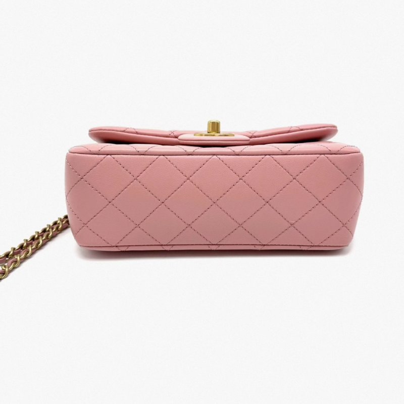 CHANEL 23k乾枯玫瑰粉金球大mini20*12*7 全新閒置配件購證塵袋-6