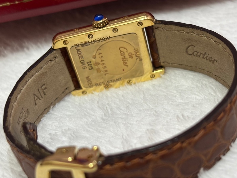 Cartier Must Tank SM 腕錶,cal. 057 925銀 搭配皮革錶帶 石英機芯 女士手錶-2