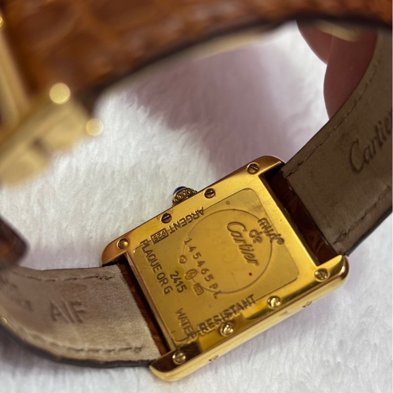 Cartier Must Tank SM 腕錶,cal. 057 925銀 搭配皮革錶帶 石英機芯 女士手錶-6