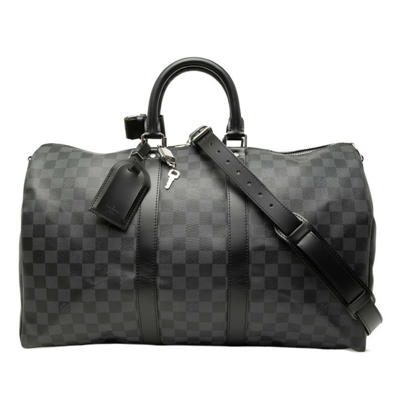 路易威登 Damier Graphite Keepall Bandouliere 45 波士頓/肩背包，兩用款，N41418，黑色皮革，女款，LOUIS VUITTON-0