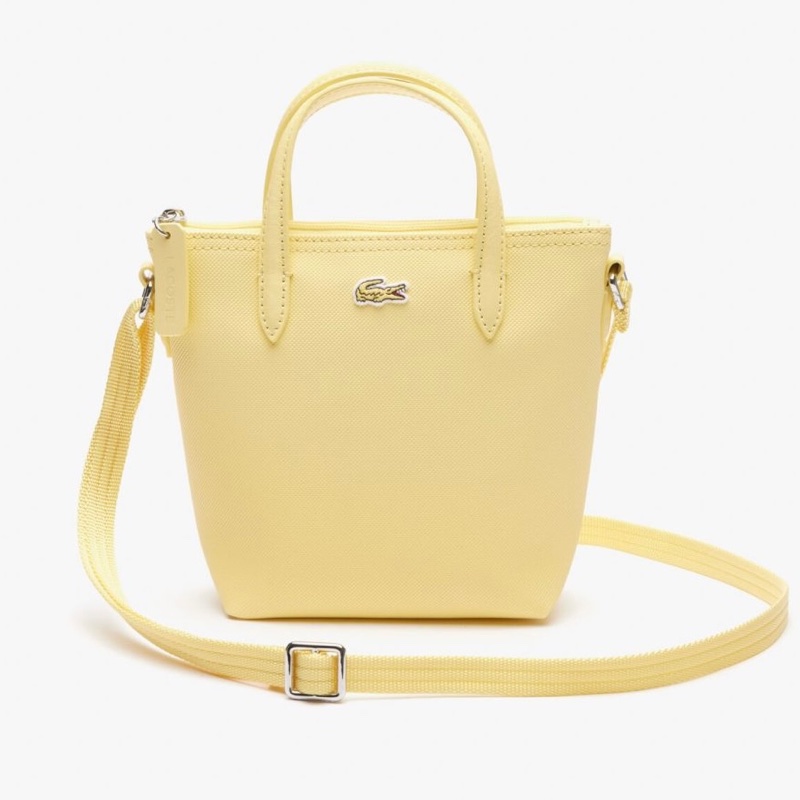 Lacoste L.12.12 Concept XS  黃色購物袋 鱷魚短柄迷你手提包斜背側背托特包-0