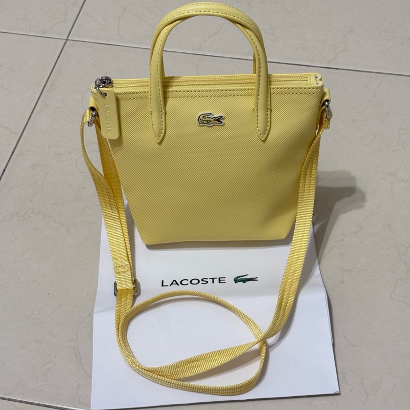 Lacoste L.12.12 Concept XS  黃色購物袋 鱷魚短柄迷你手提包斜背側背托特包-1