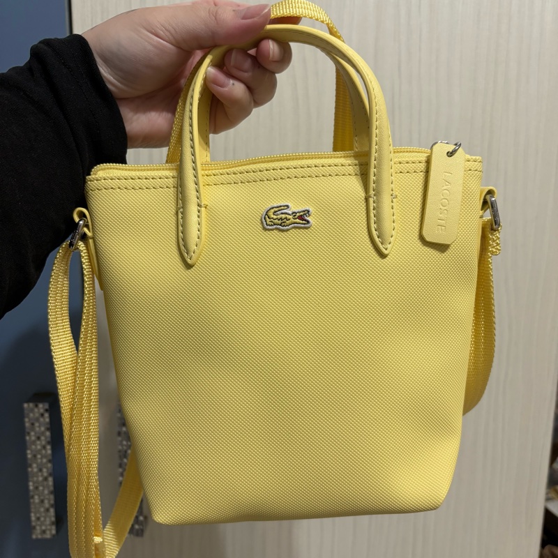 Lacoste L.12.12 Concept XS  黃色購物袋 鱷魚短柄迷你手提包斜背側背托特包-2
