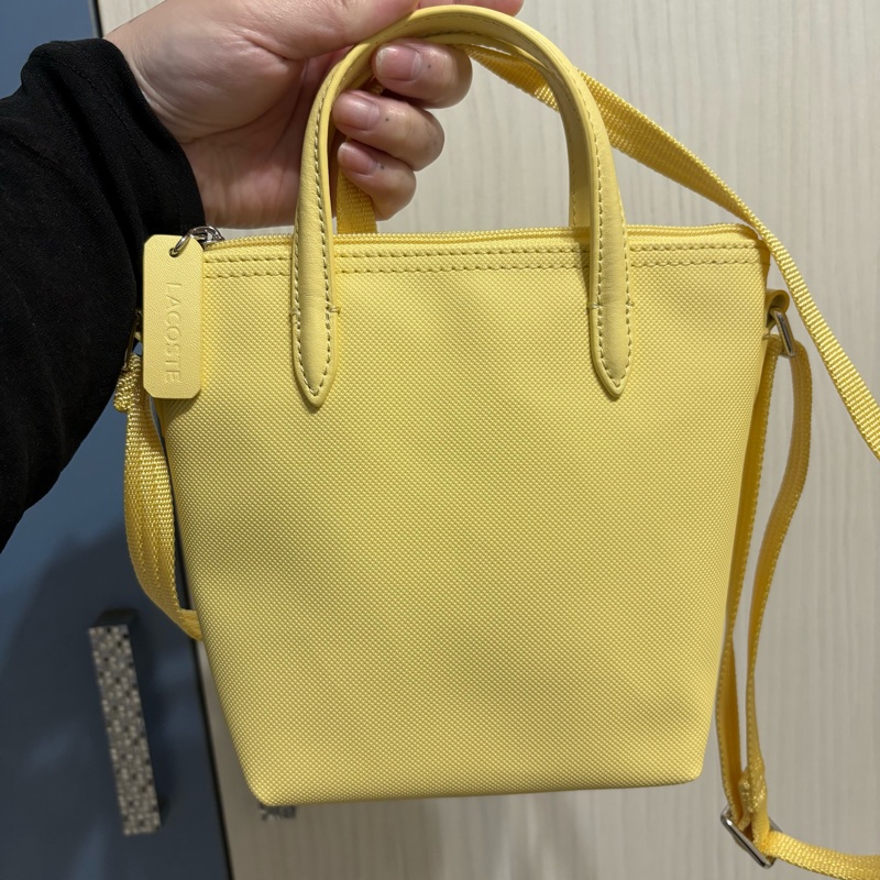 Lacoste L.12.12 Concept XS  黃色購物袋 鱷魚短柄迷你手提包斜背側背托特包-3