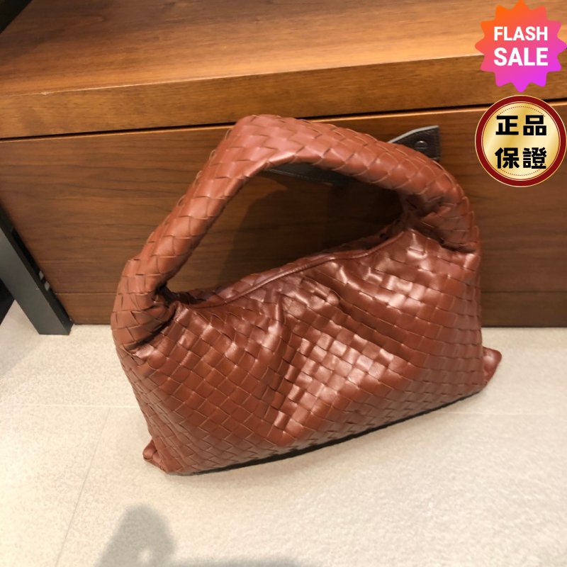 🎊佳節特賣🎁Bottega Veneta 796262 小款皮革 Hop 編織包 紅木色﻿-0