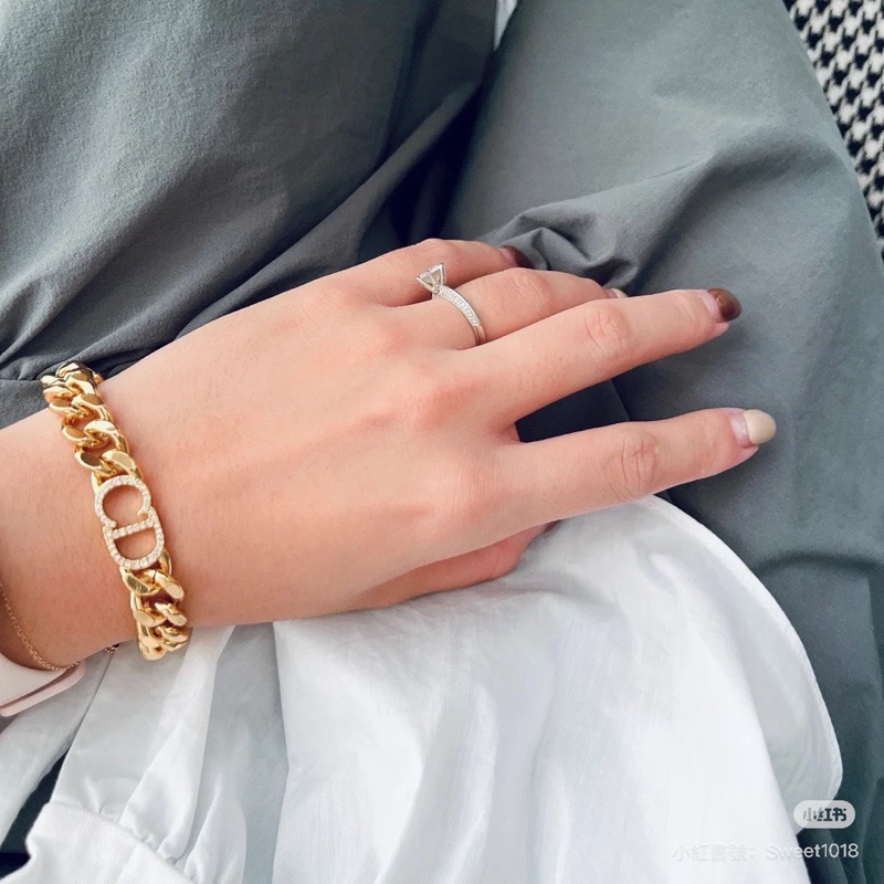 Dior Danseuse Étoile 粗鏈條水鑽手鍊 金色-2