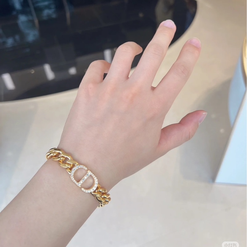 Dior Danseuse Étoile 粗鏈條水鑽手鍊 金色-3