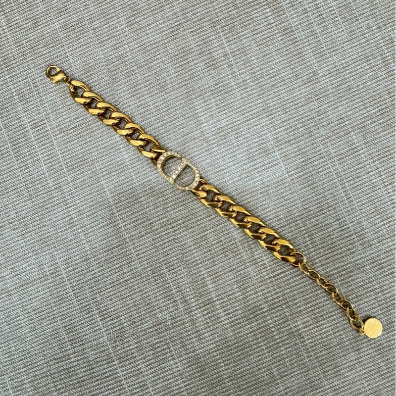 Dior Danseuse Étoile 粗鏈條水鑽手鍊 金色-5