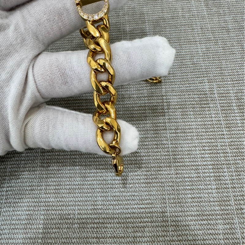 Dior Danseuse Étoile 粗鏈條水鑽手鍊 金色-19