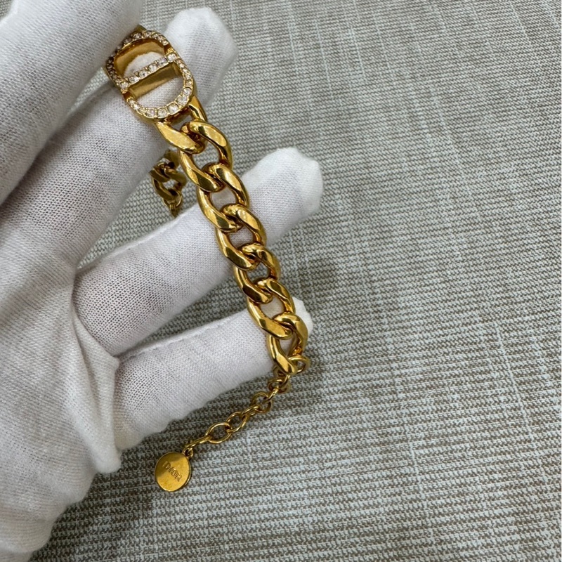 Dior Danseuse Étoile 粗鏈條水鑽手鍊 金色-20