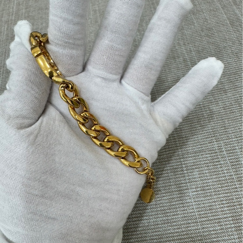 Dior Danseuse Étoile 粗鏈條水鑽手鍊 金色-23