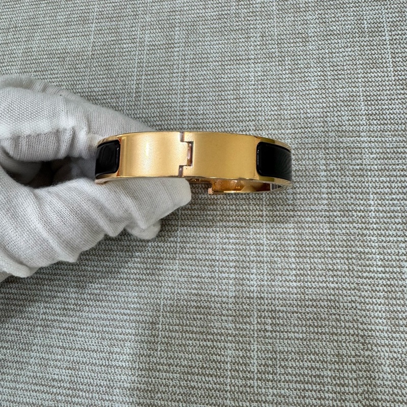 愛馬仕H琺瑯手鐲 黑色配黃金色#全新#-4