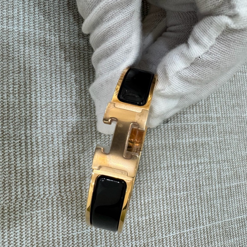 愛馬仕H琺瑯手鐲 黑色配黃金色#全新#-9