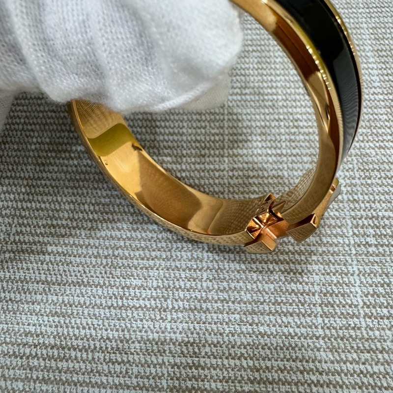 愛馬仕H琺瑯手鐲 黑色配黃金色#全新#-12