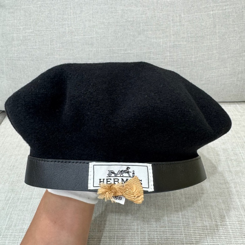 愛馬仕 美麗諾羊毛氈 Felicity 貝雷帽 黑色-6