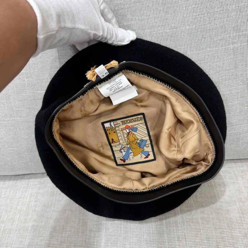 愛馬仕 美麗諾羊毛氈 Felicity 貝雷帽 黑色-12