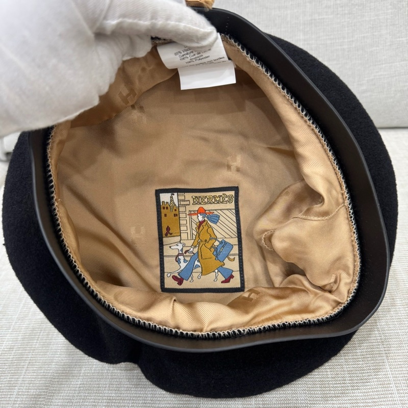 愛馬仕 美麗諾羊毛氈 Felicity 貝雷帽 黑色-13