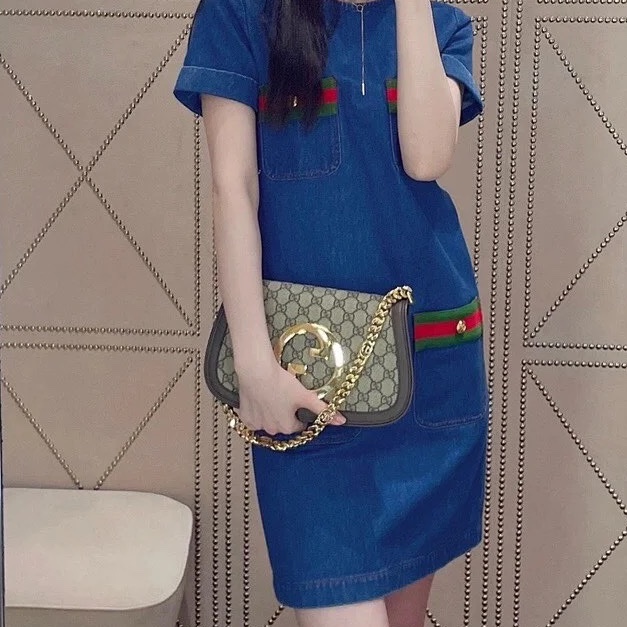 99新🈶購證😍Gucci古馳Blondie系列GG supreme帆布斜挎單肩包-2