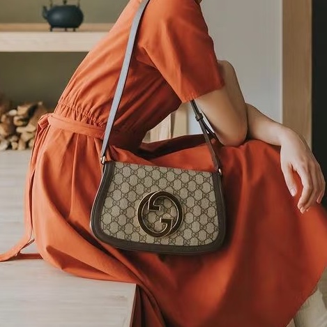 99新🈶購證😍Gucci古馳Blondie系列GG supreme帆布斜挎單肩包-5