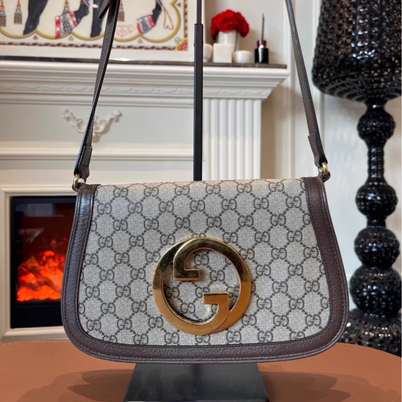 99新🈶購證😍Gucci古馳Blondie系列GG supreme帆布斜挎單肩包-6