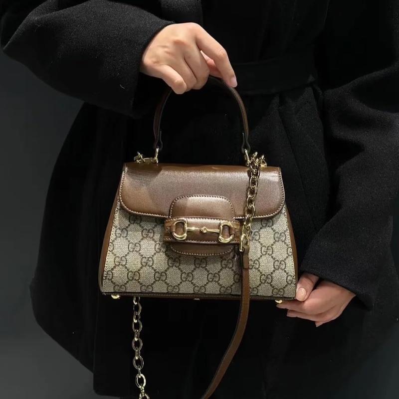 秋冬適配度拉滿❄️99新🆕Gucci古馳horsebit 1955系列老花手提郵差包斜挎包-2