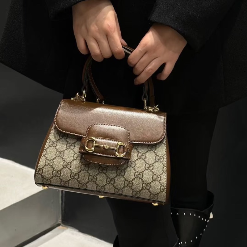 秋冬適配度拉滿❄️99新🆕Gucci古馳horsebit 1955系列老花手提郵差包斜挎包-3