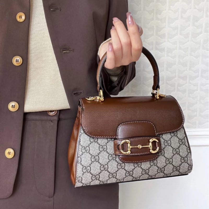 秋冬適配度拉滿❄️99新🆕Gucci古馳horsebit 1955系列老花手提郵差包斜挎包-6