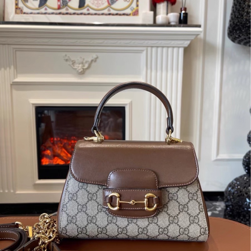 秋冬適配度拉滿❄️99新🆕Gucci古馳horsebit 1955系列老花手提郵差包斜挎包-7