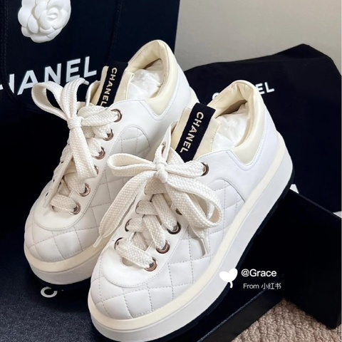 Chanel香奈兒24P白色厚底鞋胖胖鞋