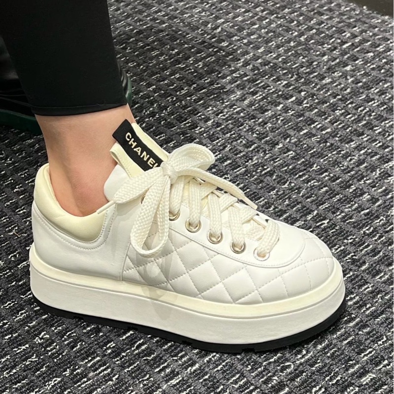 Chanel香奈兒24P白色厚底鞋胖胖鞋-4
