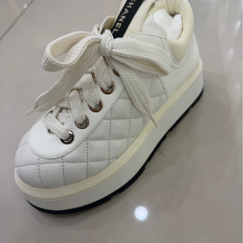 Chanel香奈兒24P白色厚底鞋胖胖鞋-8