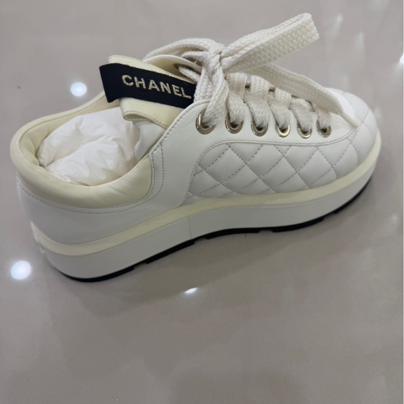 Chanel香奈兒24P白色厚底鞋胖胖鞋-9