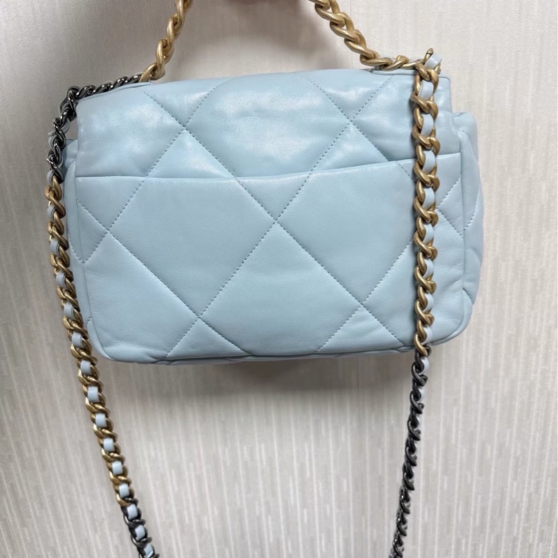 奶fufu❄️少女感十足😍Chanel天空嬰兒藍鏈條19bag口蓋包單肩斜挎包-7