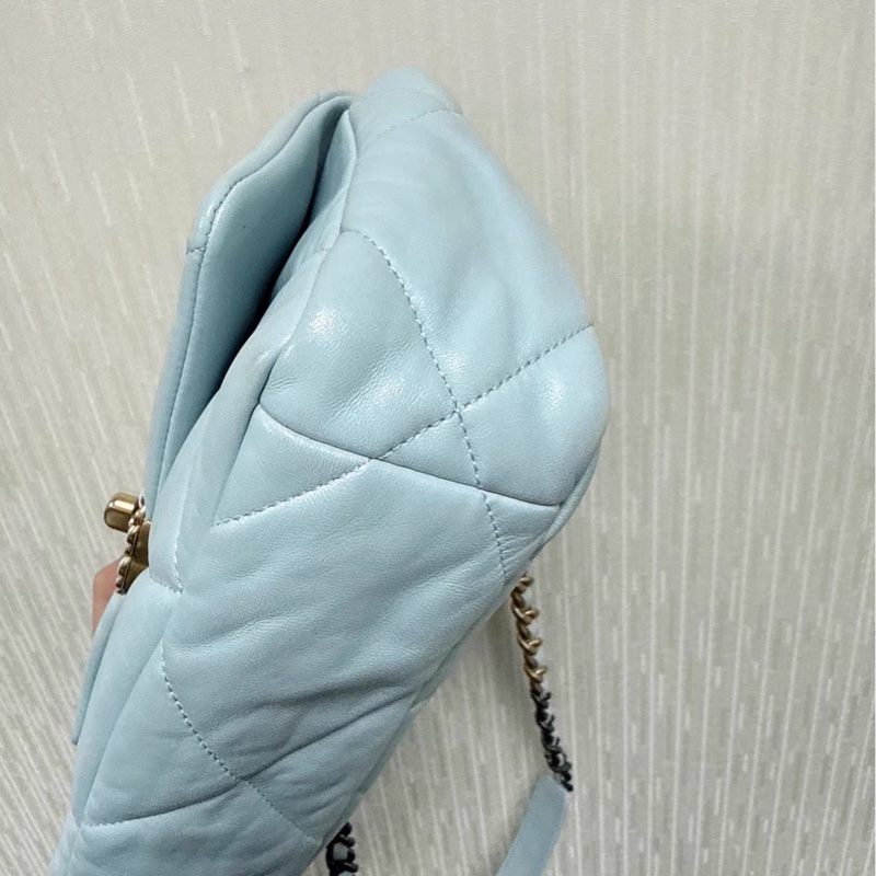 奶fufu❄️少女感十足😍Chanel天空嬰兒藍鏈條19bag口蓋包單肩斜挎包-9