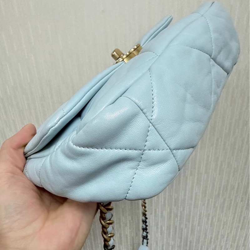 奶fufu❄️少女感十足😍Chanel天空嬰兒藍鏈條19bag口蓋包單肩斜挎包-10