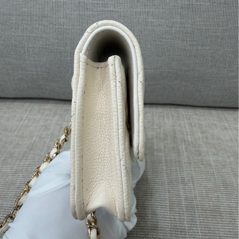 Chanel香奈兒蝴蝶結 鏈條腰包 白色 金釦-6