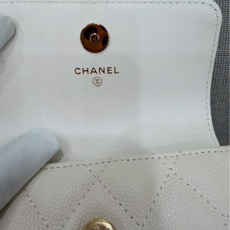 Chanel香奈兒蝴蝶結 鏈條腰包 白色 金釦-26