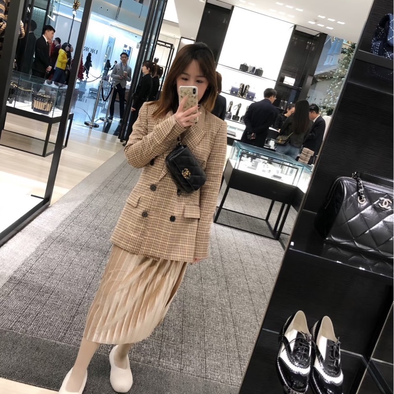 香奈兒 chanel 19bag 金珠鏈條腰包 手機包#芯片款#-3