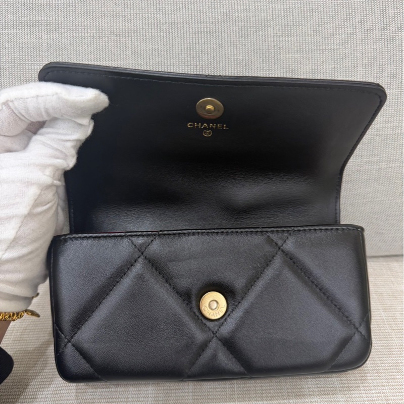 香奈兒 chanel 19bag 金珠鏈條腰包 手機包#芯片款#-16