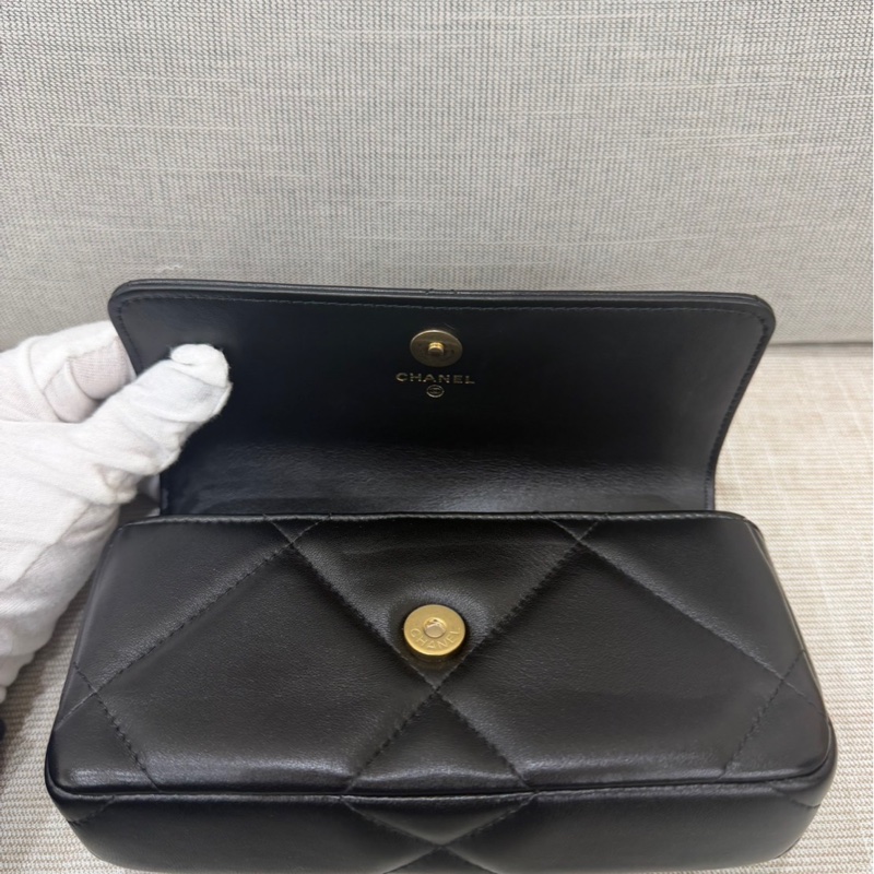 香奈兒 chanel 19bag 金珠鏈條腰包 手機包#芯片款#-17