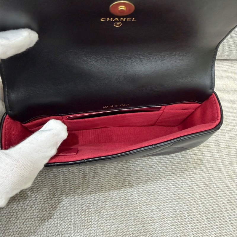 香奈兒 chanel 19bag 金珠鏈條腰包 手機包#芯片款#-19