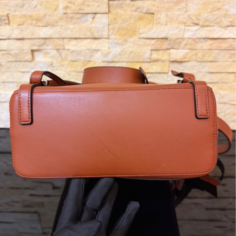 Loewe羅意威橘棕色雙肩包-34