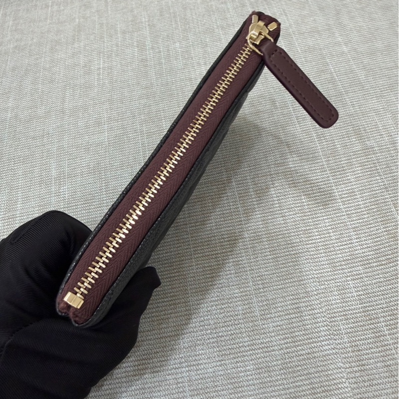 香奈兒 CHANEL 荔枝牛皮一字拉鍊零 錢包(黑金)-14