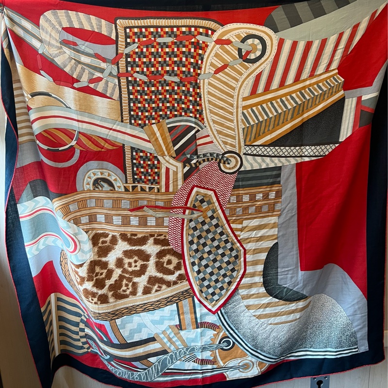 Hermes 羊絨混絲保暖披肩圍巾-0