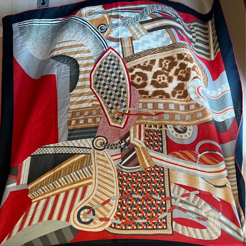 Hermes 羊絨混絲保暖披肩圍巾-3